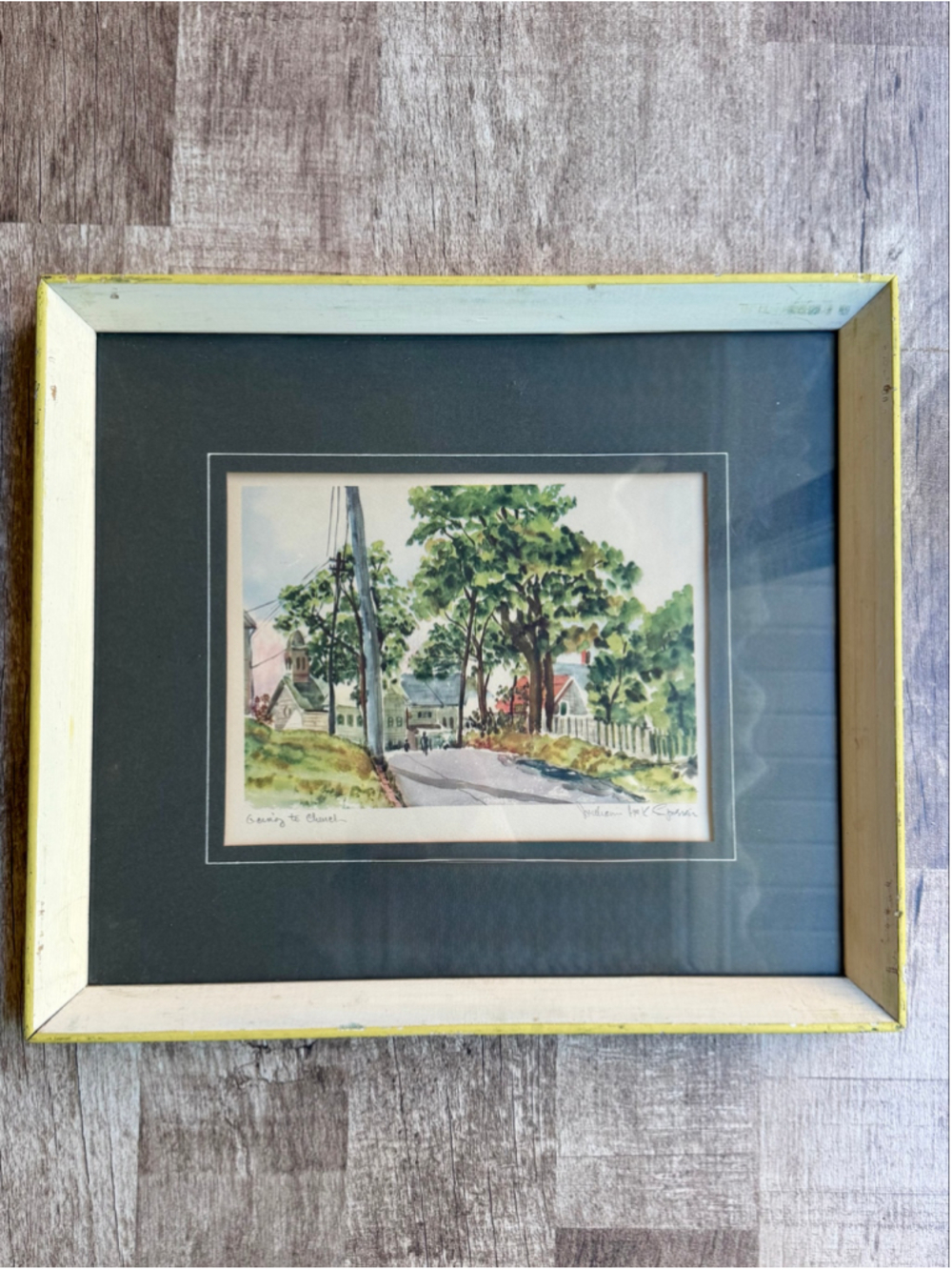 Vintage Framed Watercolor Art Print Going to Church William McK. Spierer Signed